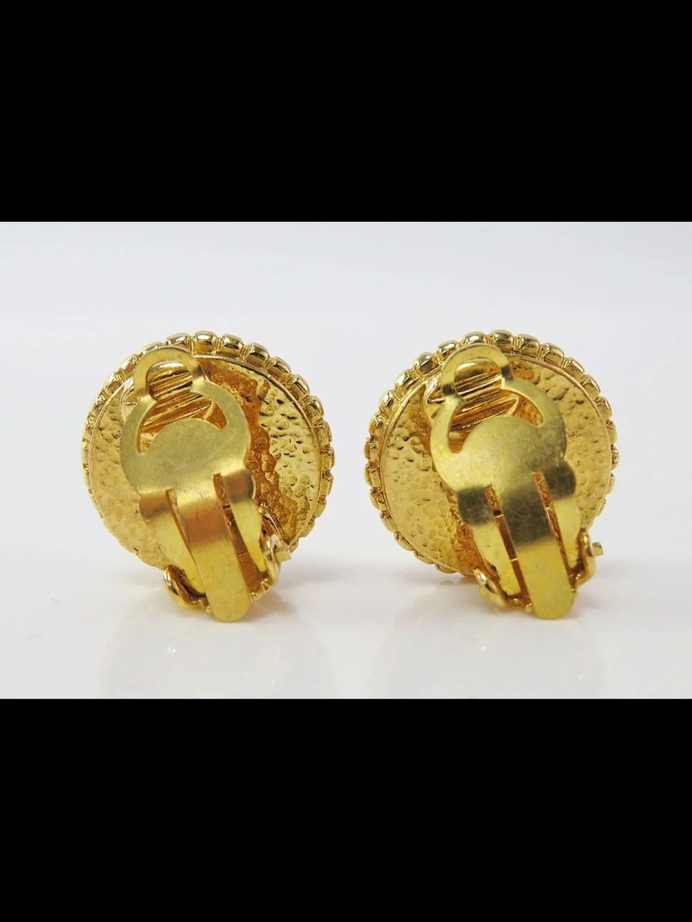 CHANEL Gold-Tone Clip-On Earrings with Pearlescent Cabochons
